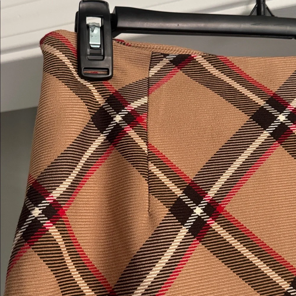H&M Tan Brown Red Plaid Tan Skirt - Picture 5 of 12